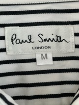 (J05113) ポールスミス Paul Smith London コットン ストライプ ビジネス ボタンダウン長袖シャツ メンズ M ホワイト×ブラック_画像2