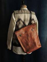 米国製a.b.k. custum leather craft一枚革 肉厚レザーショルダーバッグ鞄abk guidi RRL J.augur US MAIL BAG BREE MOTO HENRY CUIR ma+esde_画像8