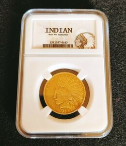 ● 1911年 アメリカインディアン 10ドル金貨 硬貨 スラブケース入り