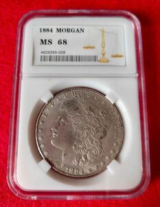 ◆ 1884年 スラブケース入り MS68 モルガンダラー Morgan 銀 モーガン 古銭