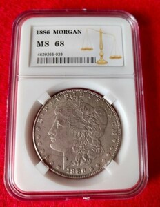 ▲ 1886年 スラブケース入り MS68 モルガンダラー Morgan 銀 モーガン 古銭