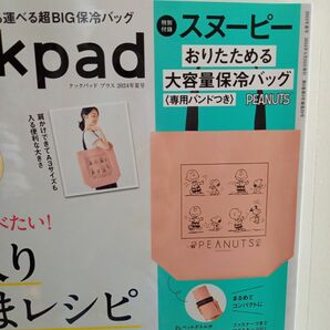 クックパッドプラス2024年夏号 雑誌付録　スヌーピー　おりたためる大容量保冷バッグ