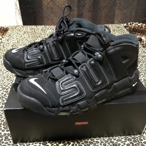 SUPREME NIKE コラボ AIR MORE UPTEMPO ブラック US9 27cm シュプリーム ナイキ モアアップテンポ モアテン スニーカー 