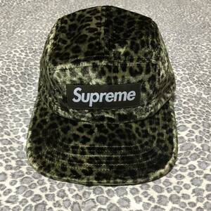 未使用 Supreme Leopard Velvet Camp Cap Olive シュプリーム レオパード ベルベット キャップ オリーブ