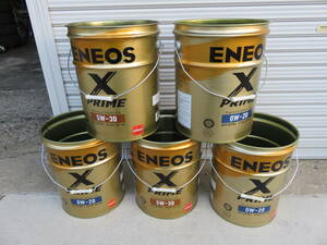ENEOS、Xプライムオイル，２０Lペール缶、空缶５個セット
