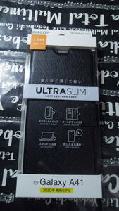 ELECOM Galaxy A41 SCV48 SC-41A ブラック ソフトレザーケース 薄型 マグネットスナップ付 ステッチ カードポケット付 スタンド機能付