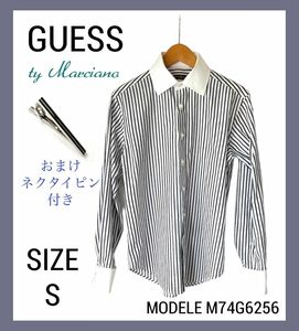 GUESS ty Marciano ストライプ クレリックシャツ ドレスシャツ SIZE S ネクタイピン付き 2次会 パーティー