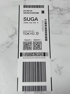 【公式】BTS ポップアップ MONOCHROME 東京 入場特典タグ SUGA ユンギ