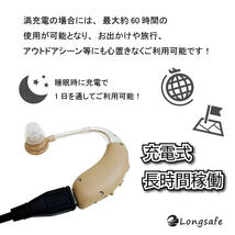 (A) 国内正規品 G-25 ベージュ 集音器 高品質 簡単 軽量 充電式 左右両用 耳掛け クリア音質 日本語取説付 高齢者 ワイヤレス_画像4