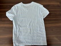 ポロラルフローレン ボーダー Tシャツ SP(S-M) メンズ 水色　Polo Ralph Lauren vネック　半袖　半袖Tシャツ　_画像4