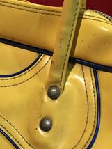 Ａ7747●ビンテージ【adidas アディダス】スポーツバッグ 黄色×紺色 1970～80年代当時モノ 上質 ヒビやベタつき無し 約51×17×ｈ25㎝ _画像4