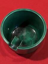 Ａ7799●昭和レトロ 竹のような美しいグリーンの陶器灰皿 約φ8×ｈ6.5㎝ スレキズ内側くもり汚れなどあり_画像4