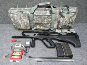 *(T) Tokyo Marui stereo a-AUG electric gun scope /330 ream magazine / battery 3 point * charger / gun bag other together [USED]