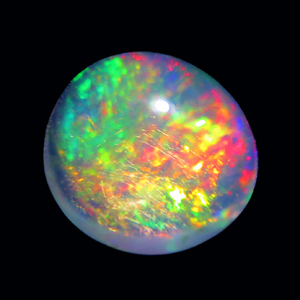 メキシコオパール ルース 1.31ct 淡い橙の地に赤 緑 橙 紫の遊色 メキシコ 瑞浪鉱物展示館 5311