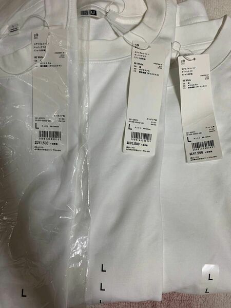 UNIQLO エアリズムコットンオーバーサイズTシャツ Lサイズ ホワイト3枚セット 