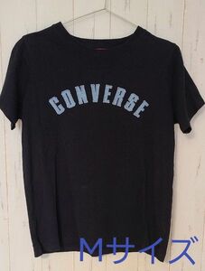 ALL STAR【CONVERSE】デニムロゴ！Tシャツ　カットソー　首元リブ 黒 半袖 半袖丸首Tシャツ ヴィンテージ