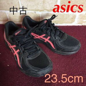 [ selling out! free shipping!]A-365 asics! running sneakers! black!23.5cm! walking! running! training! used!