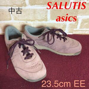 [ selling out! free shipping!]A-367 SALUTIS!asics! walking shoes!23.5cm EE! Brown! walking! running! walk! used!