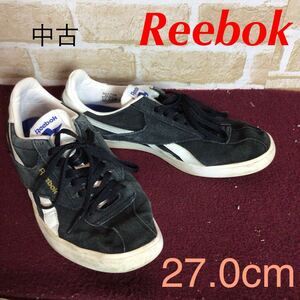 【売り切り!送料無料!】A-368 Reebok!ローヒールスニーカー!27.0cm位!黒!ブラック!スエードスニーカー!おしゃれ!中古!