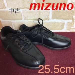 [ selling out! free shipping!]A-372 Mizuno! sneakers! black! black!25.5cm! side fastener equipped! walking! running! usually put on footwear! used!