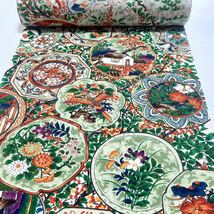 ■呉服屋 禅■逸品 日本陶芸名作品 総柄小紋 染 お洒落 草木 季節の花々 スコッチガード 反物 着尺 参考上代398000円 和装 着物 #KUR259_画像2