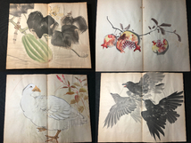 3254花鳥画 風景ほか 絵入 絵本 特大本 ■肉筆 画帖■全29面 明治~戦前 肉筆 写本 風俗 画譜 画集 和本浮世絵ukiyoe古書古文書骨董古美術_画像3