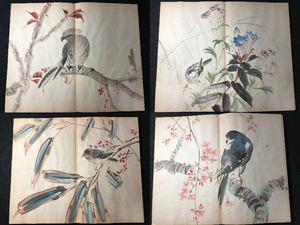 3254花鳥画 風景ほか 絵入 絵本 特大本 ■肉筆 画帖■全29面 明治~戦前 肉筆 写本 風俗 画譜 画集 和本浮世絵ukiyoe古書古文書骨董古美術