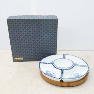 △陶磁器 希少 レア お宝｜オードブルセット 中華皿 回転台 陶器 5点セット｜高級 有田焼 ｜くらしのうつわ エビ オードブル用 ■P0566