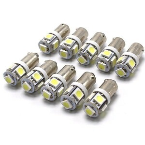 24V G14 BA9S LED 3チップ 10個セット 3チップ 5050SMD 5連 ホワイト ルームランプ ポジション ナンバー灯