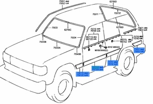 新品 未使用 トヨタ純正 ランクル ランドクルーザー 80 サイドモール ラバー プロテクター 8点セット 1台分 FZJ80 HDJ80 HDJ81 HZJ80 HZJ81