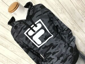 お勧め・【迷彩】FILA フィラ カモフラ ビッグロゴ スウェット パーカー L　希少モデル　フード付き