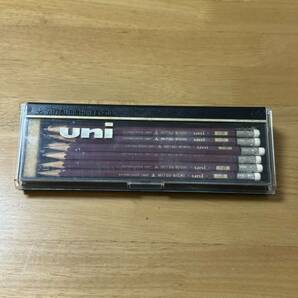 廃盤 MITSUBISHI 三菱鉛筆 uni ユニ 消しゴム付き 鉛筆 1ダース 12本セット ケース付き 昭和レトロ vintage