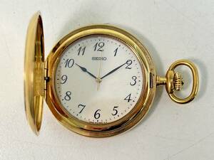H0605-26 1885[1 иен старт ] карманные часы Seiko SEIKO 8J41-0010 белый циферблат Gold цвет античный кварц 