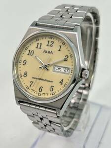 S0605-508 1889[1 jpy start ] wristwatch Seiko SEIKO Alba ALBA V743-8B10 day date quartz men's 