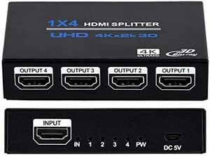1入力4出力 3D HDMIスプリッター 4Kx2K 1x4 HDMI分配器 オーディオビデオディストリビューター HDMI1x4