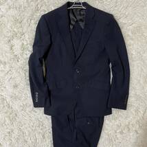 Perfect Suit FActory パーフェクトスーツファクトリー セットアップスーツ 背抜き ストライプ ネイビー S_画像2