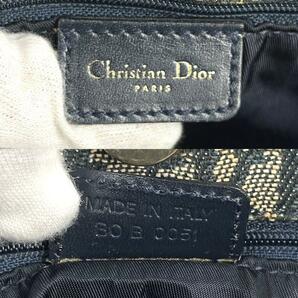 1円〜売切■Christian Dior クリスチャンディオール トロッター柄 キャンバス トートバッグ ネイビー レザー ハンドバッグ D ゴールド金具の画像8