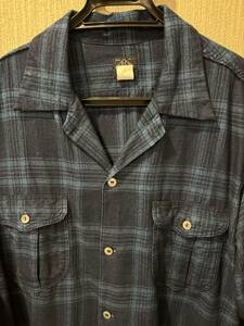 POST OVERALLS ポストオーバーオールズ NEW SHIRTS Cotton Flannel Indigo Check2 サイズXL