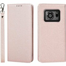 アクオス R6 ケース 手帳型 AQUOS R6 カバ タンド機能 蚕糸 PUレザー 人気 おしゃれ5色-ピンク 717_画像2