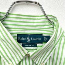 ポロラルフローレン　90年代　ストライプ　ポニー　ボタンダウン　半袖シャツ　緑　白　メンズSサイズ　POLO RALPH LAUREN_画像5