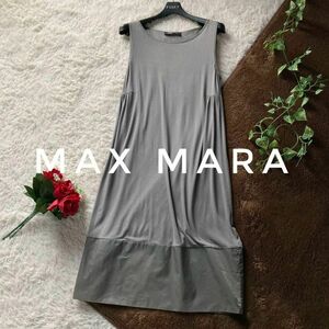 Sマックスマーラ　ノースリーブワンピース　Aライン　ひざ丈　切替　グレー系　薄手　S Max Mara