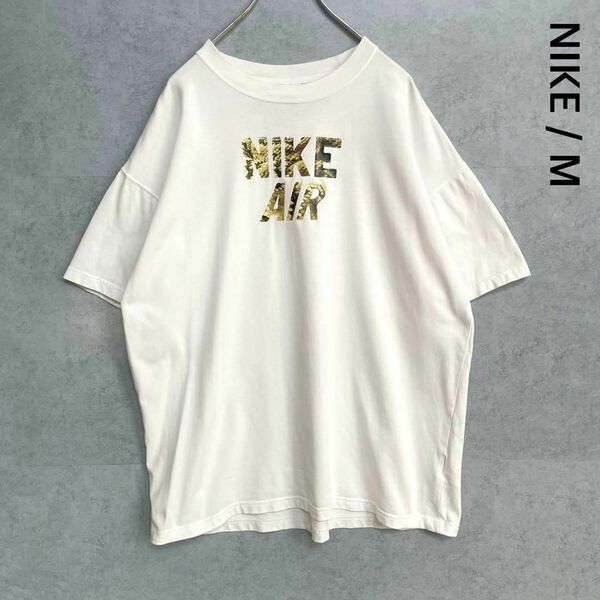 ナイキ　NIKE　パイソン ヘビ柄　プリントロゴ　半袖　Tシャツ　白　メンズ　Mサイズ