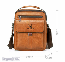 ショルダーバッグ 新品 レザーバッグ 革鞄 斜め掛けバッグ メンズ ボディバッグ 大容量 かばん 男女兼用 アウトドア /ブラウン _画像7