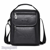 ショルダーバッグ 新品 レザーバッグ 革鞄 斜め掛けバッグ メンズ ボディバッグ かばん 紳士 シンプル ２色選ぶ/黒 _画像1