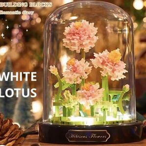 WHITE LOTUS ブロック　フラワー　蓮　造花　インテリア　小物　フラワーブーケ　プレゼント　造花　花　ピンク　プレゼント　メモリアル
