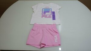 D363-1300938 FILA フィラ 子供 キッズ Tシャツ ショートパンツ 上下セット US/XS（６） JP/110-120 ホワイト 白色 ピンク スポーツ