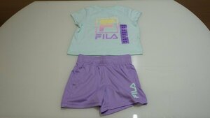 D362-1300938 FILA フィラ 子供 キッズ Tシャツ ショートパンツ 上下セット US/XS（６） JP/110-120 ミント パープル 紫 スポーツ