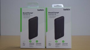 H816-48665 Belkin モバイルバッテリー 2個セット 10,000mAh ブラック BPB011bt-2PK-JP 合わせて最大15Wで、デバイスを3台まで一度に充電