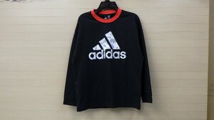 C441-47059 Adidas アディダス キッズ ロゴ ロングTシャツ 長袖 ブラック 黒色 150cm チェスト70-78cm 身長145-155cm