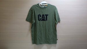 F297-1569339 ※展示品 汚れ有り キャタピラー CAT メンズ 半袖 Tシャツ カーキ US/S JP/M ラバープリントロゴ タグレス